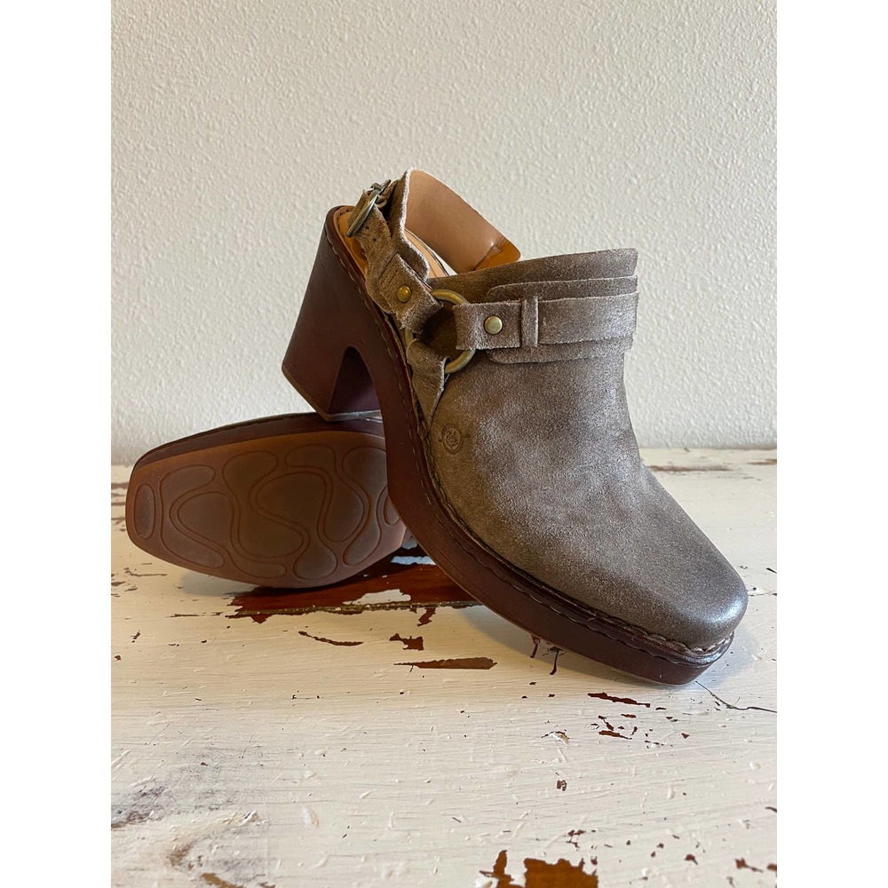 Born Hudson Distressed Suede Sling Strap Clog sz10